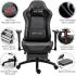 NOKAXUS Gaming Chair w/ Strong Metal Frame, High Density Foam, Leather, Reclining 90-180 Degrees, Footrest, 2D Armrest, Head Pillow & Waist (USB Massage Function) Cushion, Weight Load (100-160 Kg)  - Gray