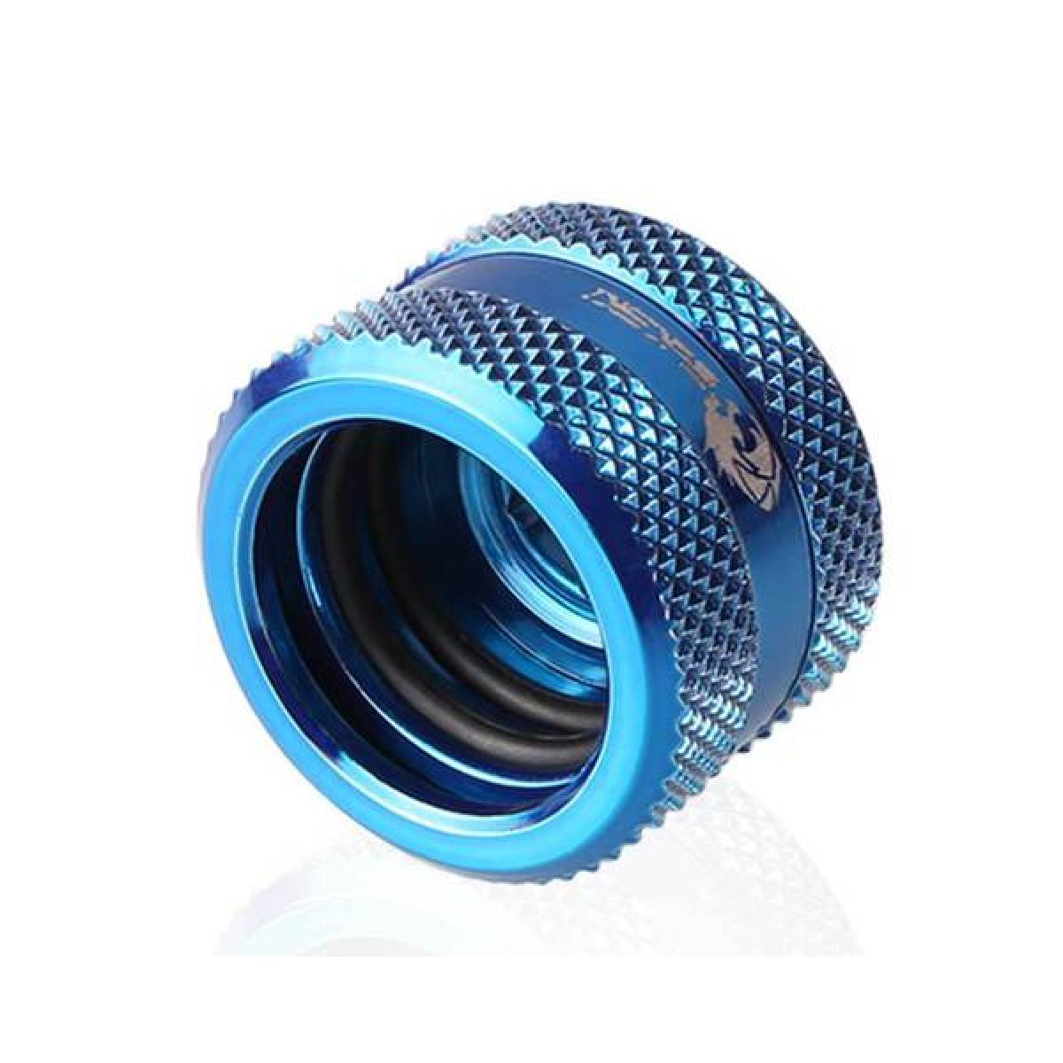 Bykski Rigid, Fine diamond pattern hard tube fast screw G1/4 thread 4 layer seal 16mm OD Fitting V2, Blue (B-HTJV2-L16)