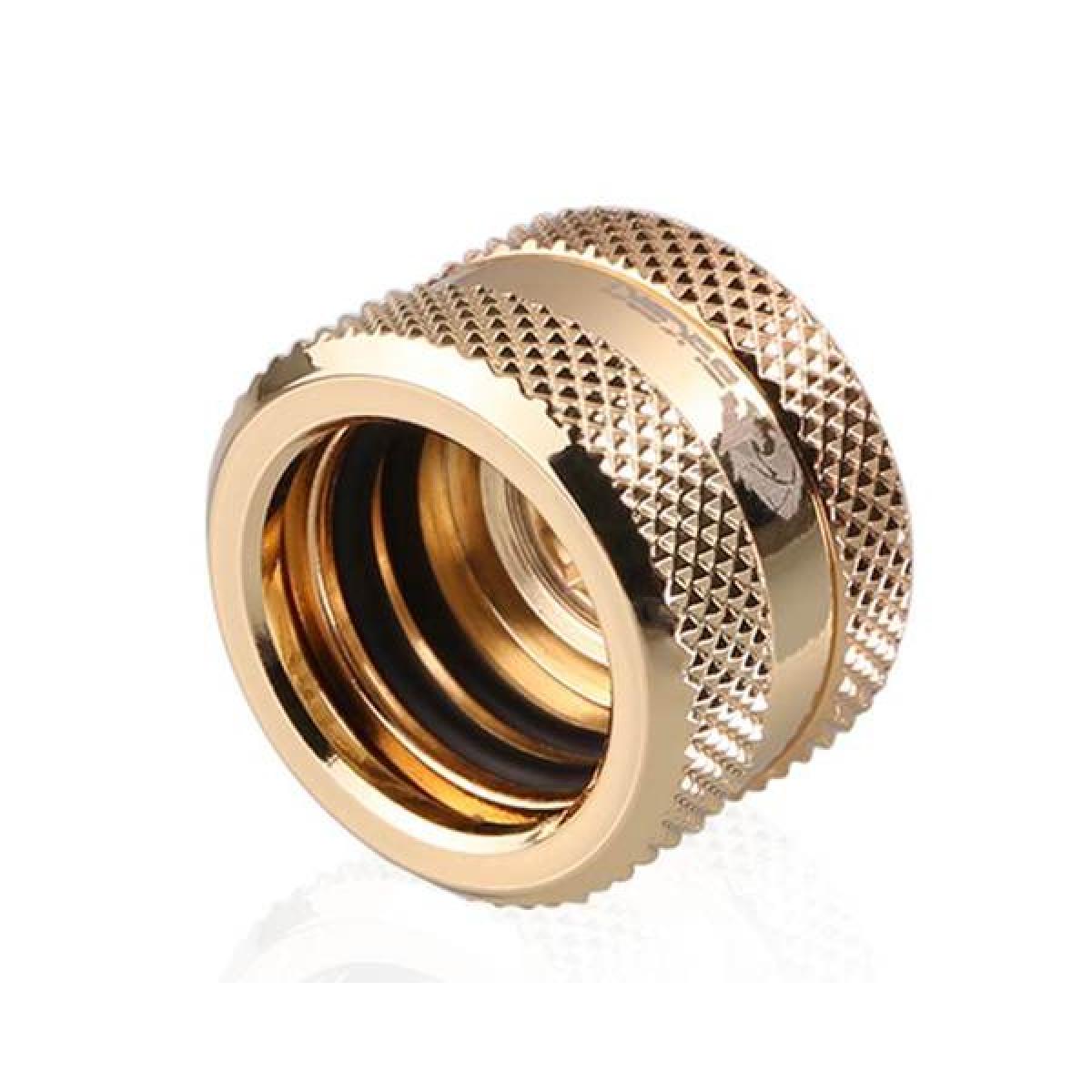 Bykski Rigid, Fine diamond pattern hard tube fast screw G1/4 thread 4 layer seal 16mm OD Fitting V2, Gold (B-HTJV2-L16)