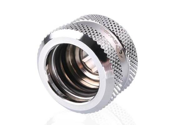 Bykski Rigid, Fine diamond pattern hard tube fast screw G1/4 thread 4 layer seal 16mm OD Fitting V2, Silver (B-HTJV2-L16)