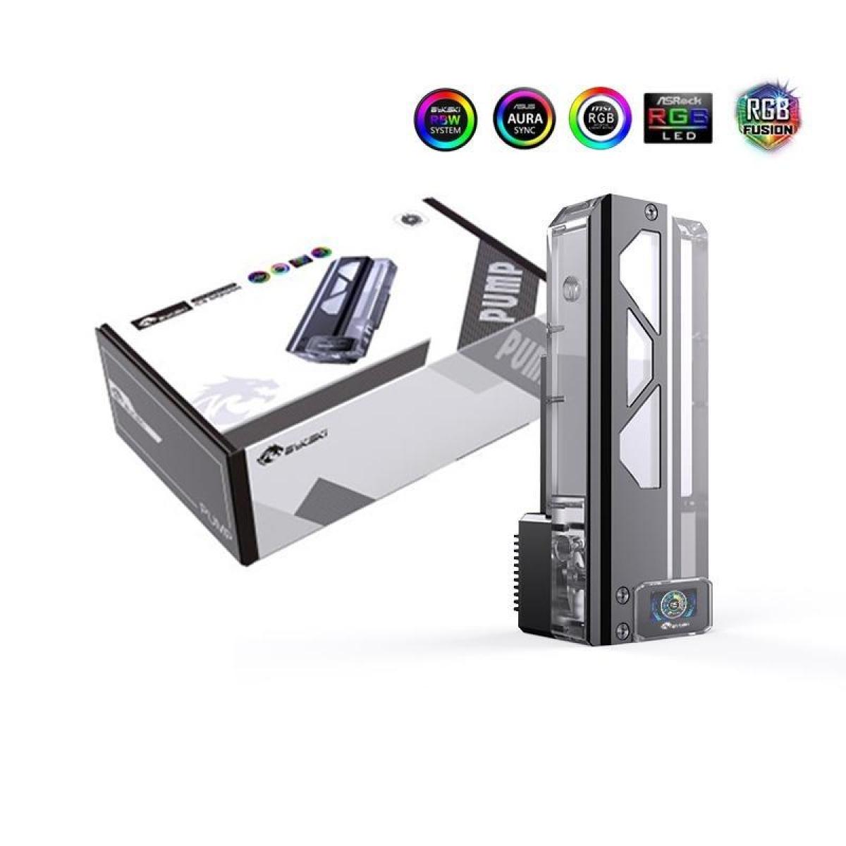 Bykski Square Pump Reservoirs, Matte Acrylic Pump-Reservoir Combination, Pump And Water Tank, Transparent 5v Addressable RGB (RBW) (CP-DDC-X-TK220-V2)