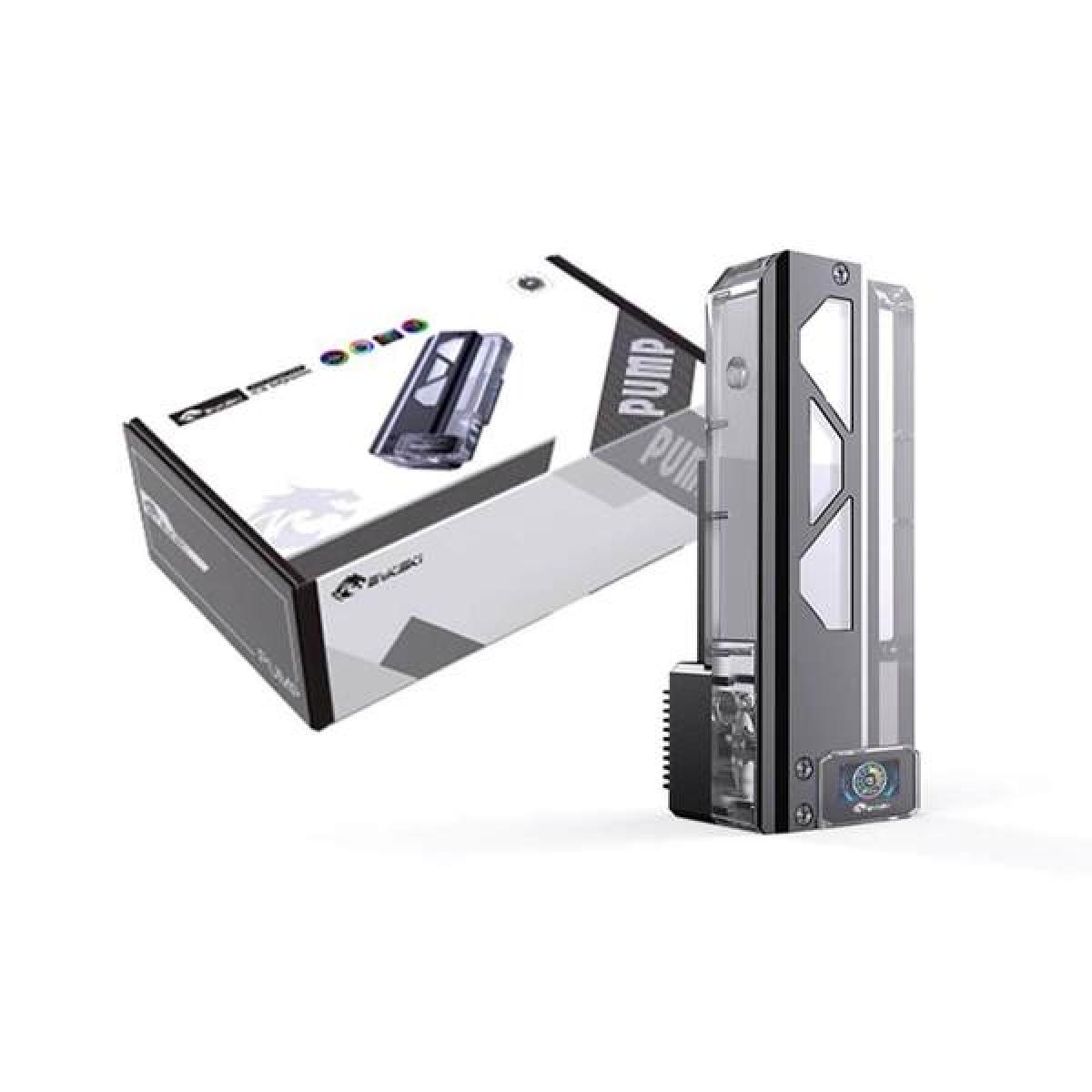 Bykski DDC Pump / 220mm Reservoir Station w/ Temp Digital Display and 5v Addressable RGB (RBW), Transparent (CP-DDC-X-TK220-V2)