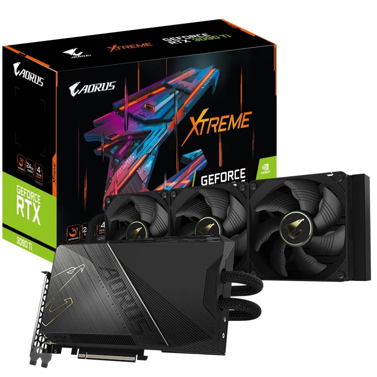 GIGABYTE AORUS GeForce RTX 3090 Ti XTREME WATERFORCE 24G W/ All-In-One 360mm Cooling System-Graphics Card