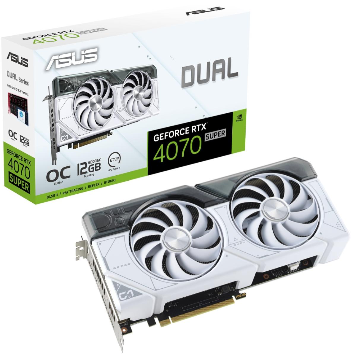 ASUS Dual GeForce RTX 4070 SUPER White OC Edition 12GB GDDR6X - Graphics Card