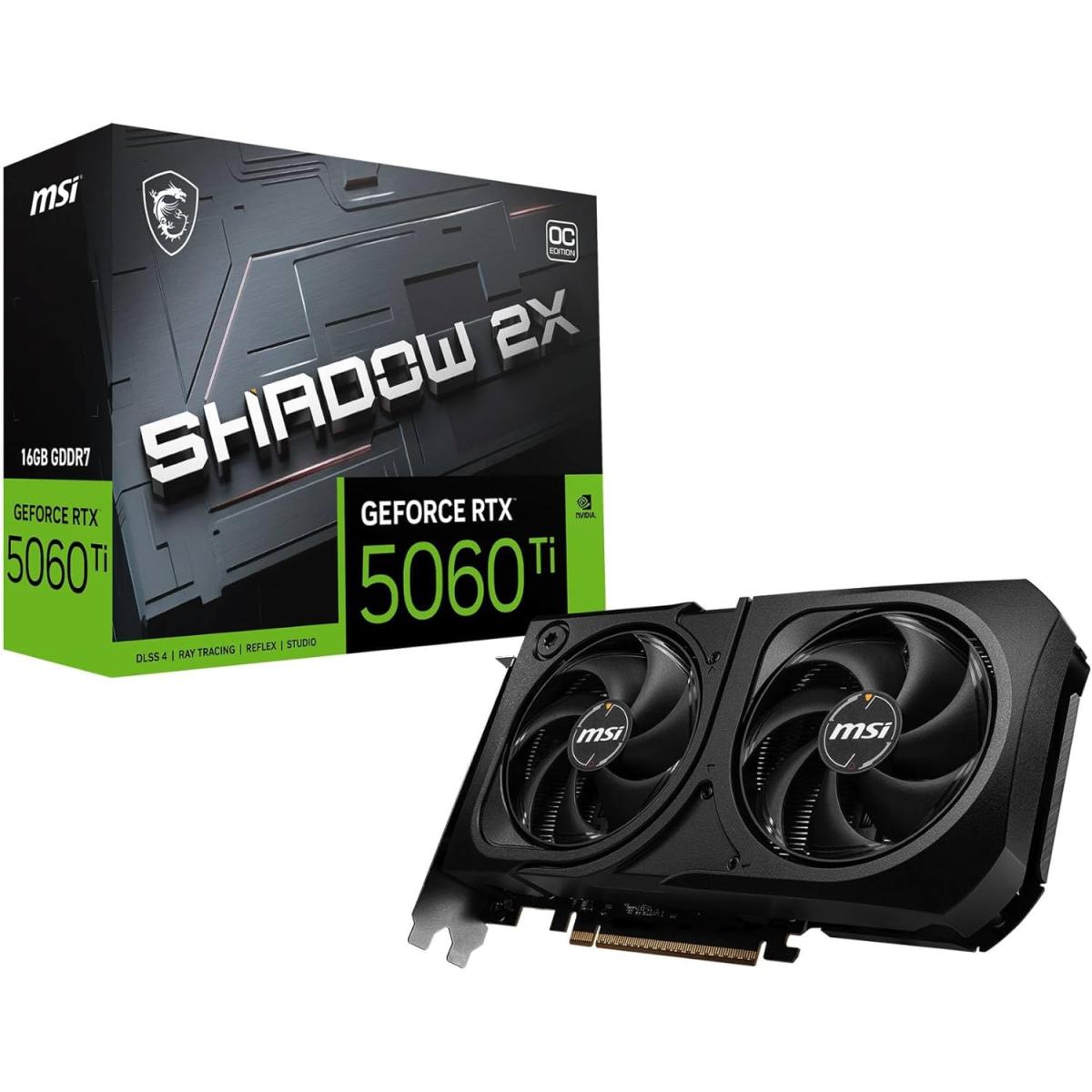 MSI GeForce RTX 5060 Ti SHADOW 2X OC PLUS 16GB GDDR7 - Graphics Card