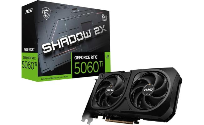 MSI GeForce RTX 5060 Ti SHADOW 2X OC PLUS 16GB GDDR7 - Graphics Card