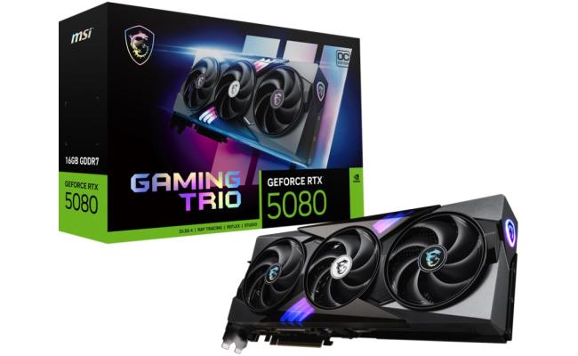 MSI GeForce RTX 5080 GAMING TRIO OC 16GB GDDR7 - Graphics Card