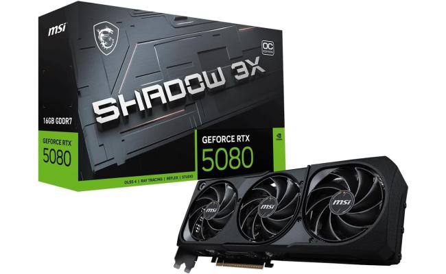 MSI GeForce RTX 5080 SHADOW 3X OC 16GB GDDR7 - Graphics Card