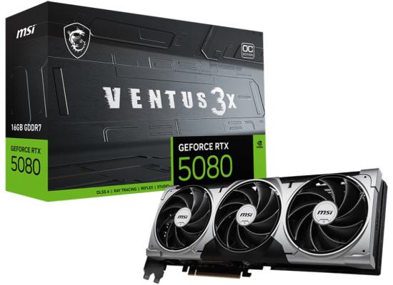 MSI GeForce RTX 5080 VENTUS 3X OC 16GB GDDR7 - Graphics Card
