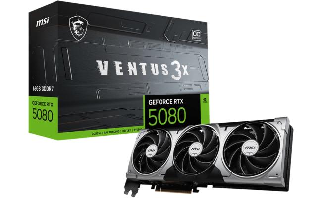 MSI GeForce RTX 5080 VENTUS 3X OC 16GB GDDR7 - Graphics Card