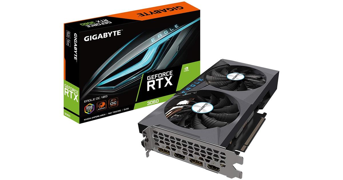 GIGABYTE GeForce RTX 3060 Eagle OC 12G , 2X WINDFORCE Fans,GDDR6 Graphics Card GIGABYTE RTX