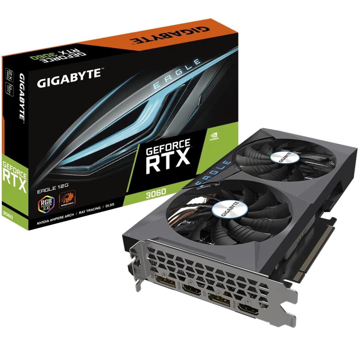 GIGABYTE GeForce RTX 3060 Eagle 12G , 2X WINDFORCE Fans,GDDR6 (LHR) - Graphics Card