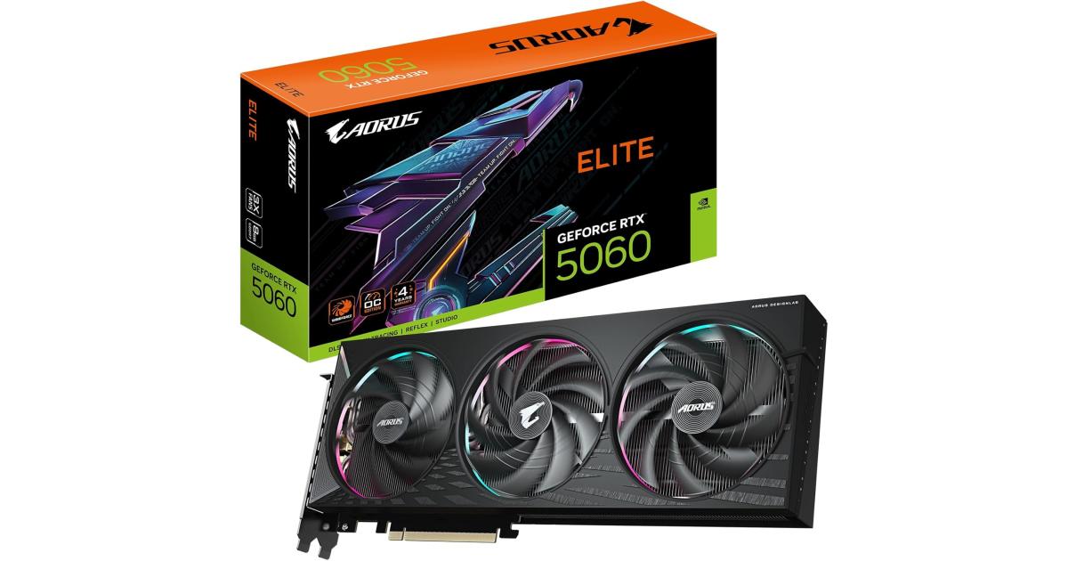 GIGABYTE AORUS GeForce RTX 5060 ELITE 8GB GDDR7 - Graphics Card