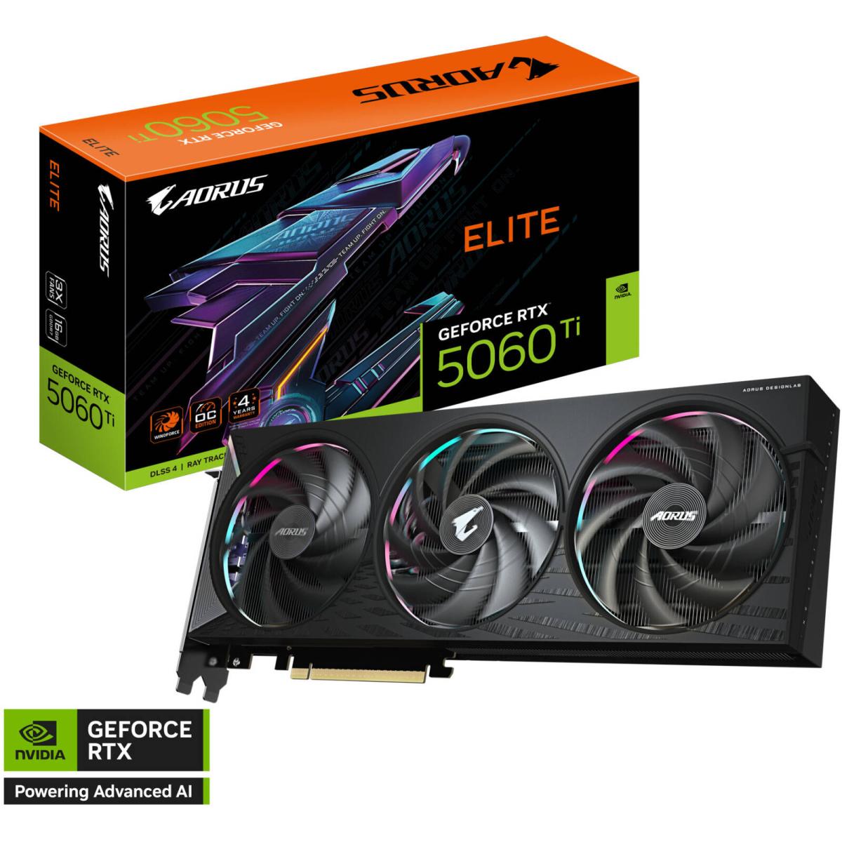 GIGABYTE AORUS GeForce RTX 5060 Ti ELITE 16GB GDDR7 - Graphics Card