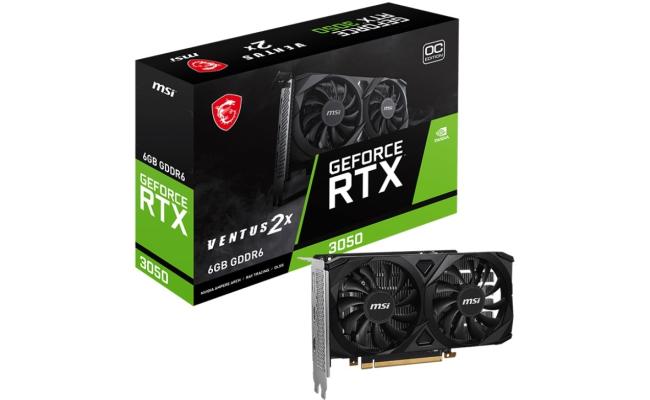 MSI GeForce RTX 3050 VENTUS 2X OC 6GB GDDR6 - Graphics Card (No Power Connectors)