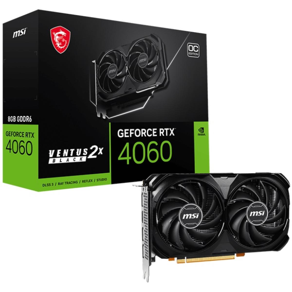 MSI GeForce RTX 4060 VENTUS 2X BLACK 8GB OC GDDR6 - Graphics Card