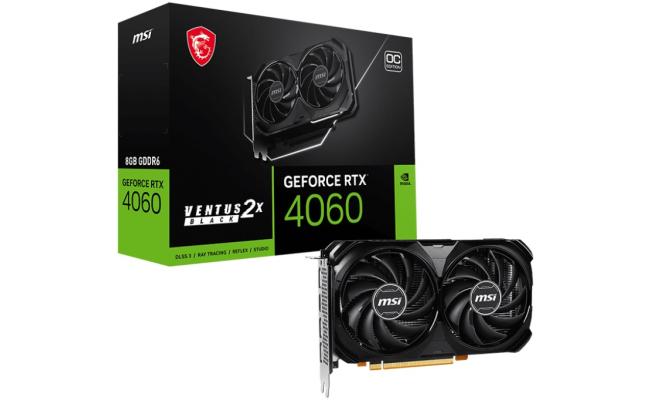 MSI GeForce RTX 4060 VENTUS 2X BLACK 8GB OC GDDR6 - Graphics Card