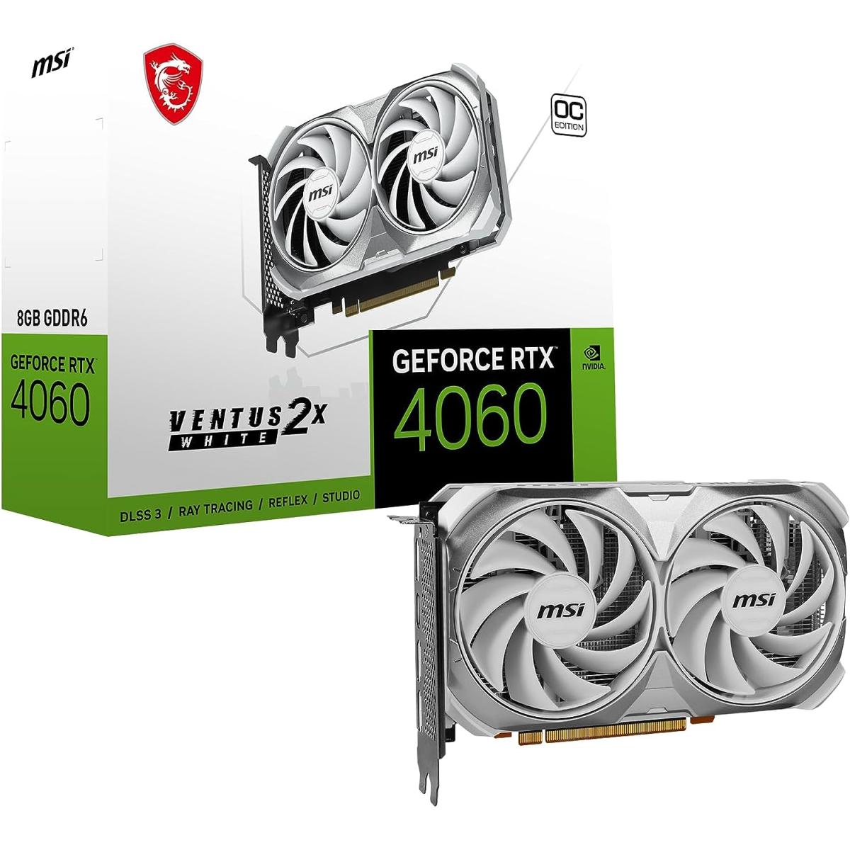 MSI GeForce RTX 4060 VENTUS 2X WHITE 8GB OC GDDR6 - Graphics Card