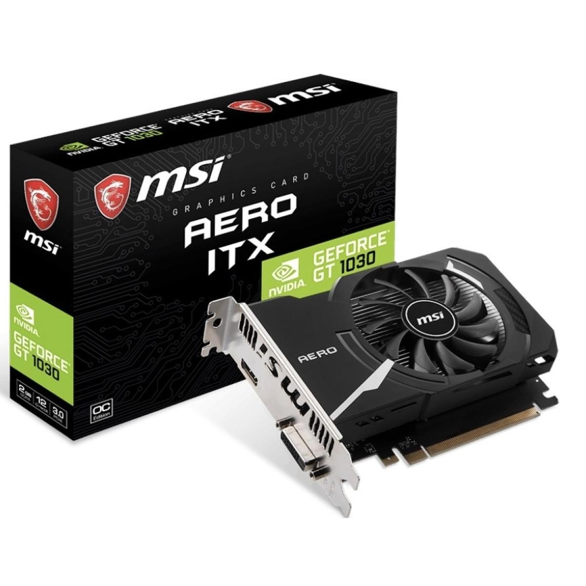 MSI NVIDIA GEFORCE GT 1030 AERO ITX 2GD4 OC, Graphics Card,1430MHz,HDMI, DVI-D, Single Fan Cooling System