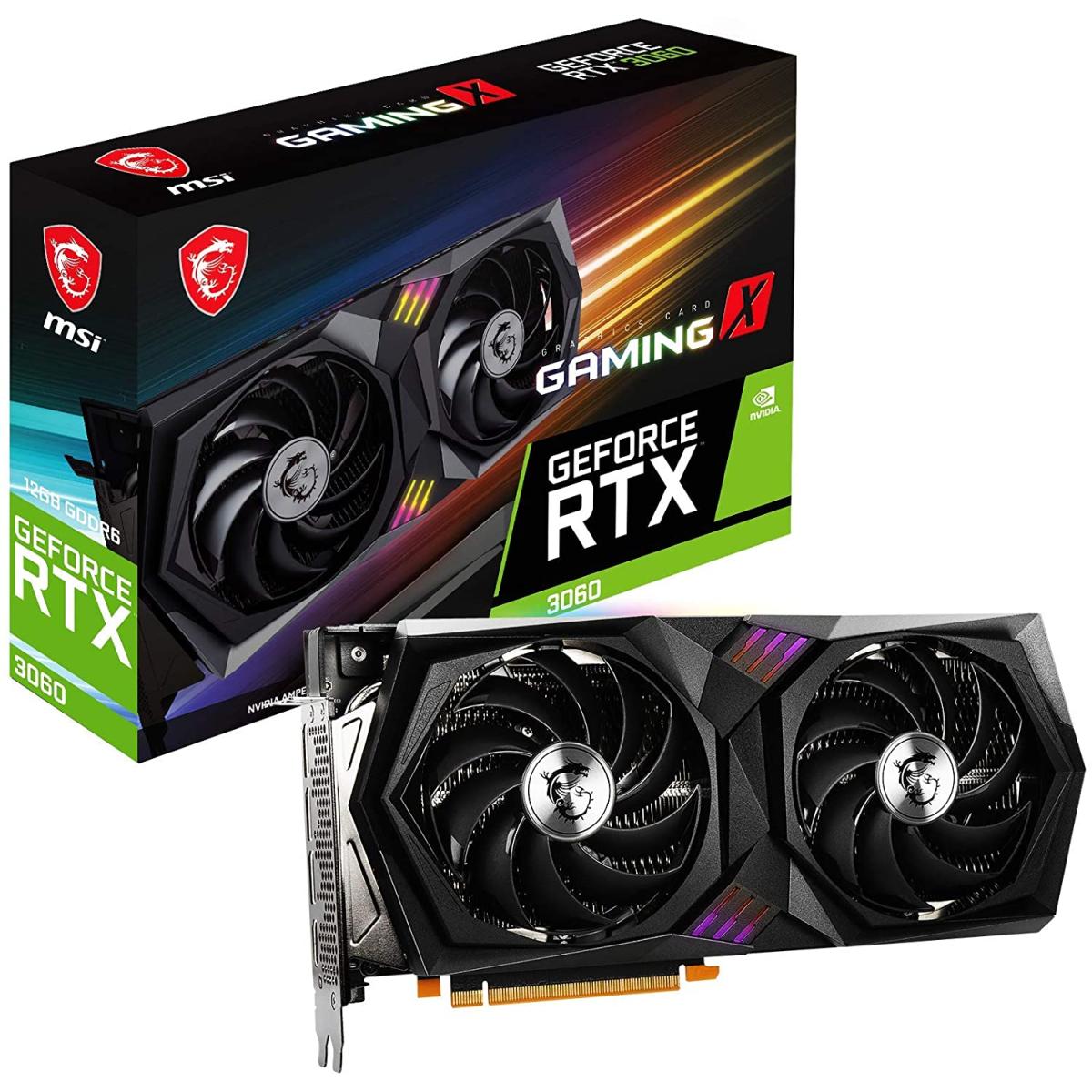 MSI Gaming GeForce RTX 3060 Gaming X 12GB GDRR6, Twin-Frozr Torx RGB OC - Graphics Card