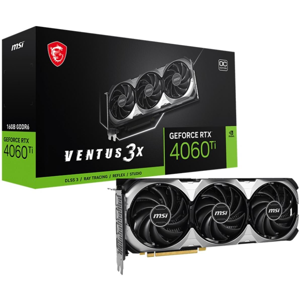MSI GeForce RTX 4060 Ti VENTUS 3X 16GB OC GDDR6 - Graphics Card