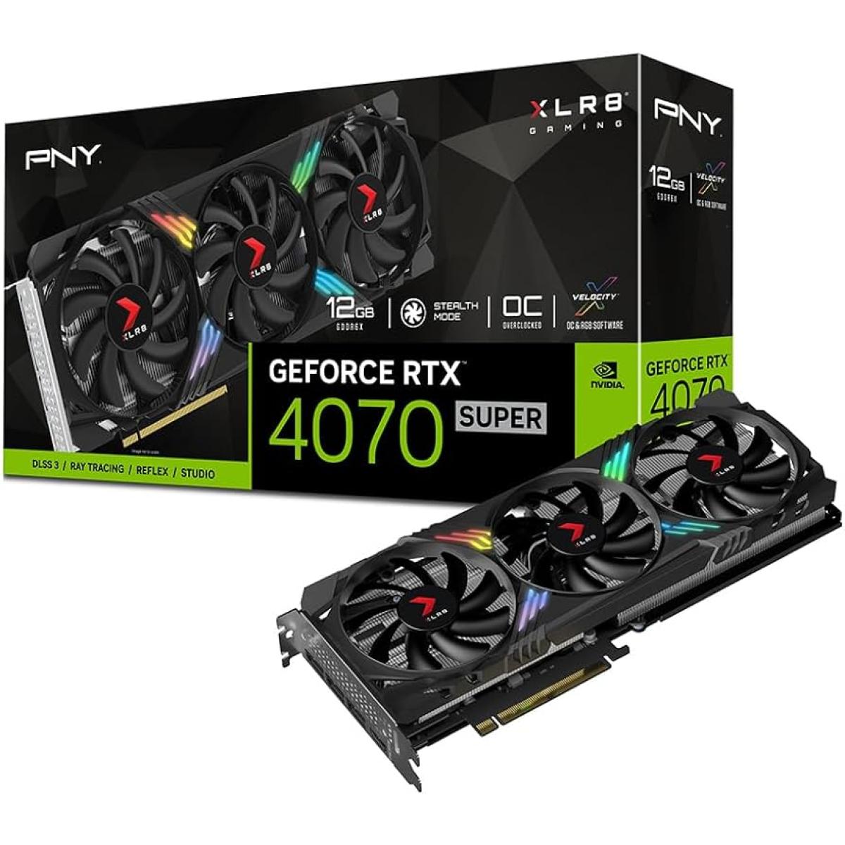 PNY GeForce RTX 4070 SUPER 12GB XLR8 Gaming VERTO EPIC-X RGB™ OC Triple Fan - Graphics Card