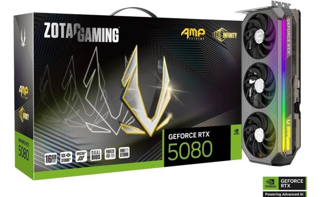 ZOTAC GAMING GeForce RTX 5080 AMP Extreme INFINITY 16GB GDDR7- Graphics Card ZOTAC GAMING GeForce RTX 5080 AMP Extreme INFINITY 16GB GDDR7- Graphics Card