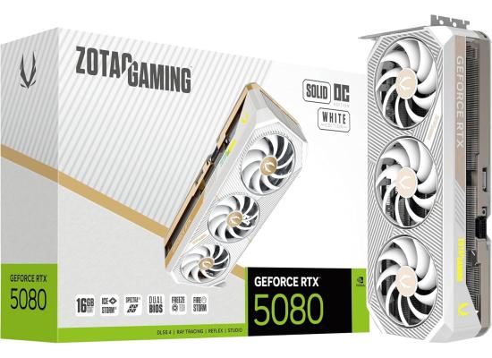 ZOTAC GAMING GeForce RTX 5080 SOLID OC White Edition 16GB GDDR7- Graphics Card