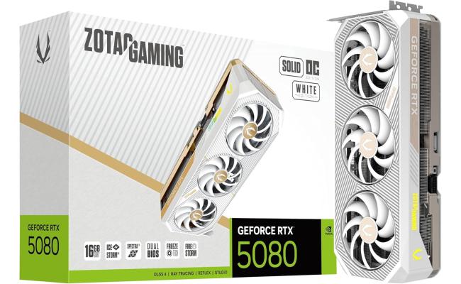 ZOTAC GAMING GeForce RTX 5080 SOLID OC White Edition 16GB GDDR7- Graphics Card