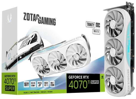 ZOTAC GAMING GeForce RTX 4070 Ti SUPER Trinity OC White Edition 16GB GDDR6X - Graphics Card