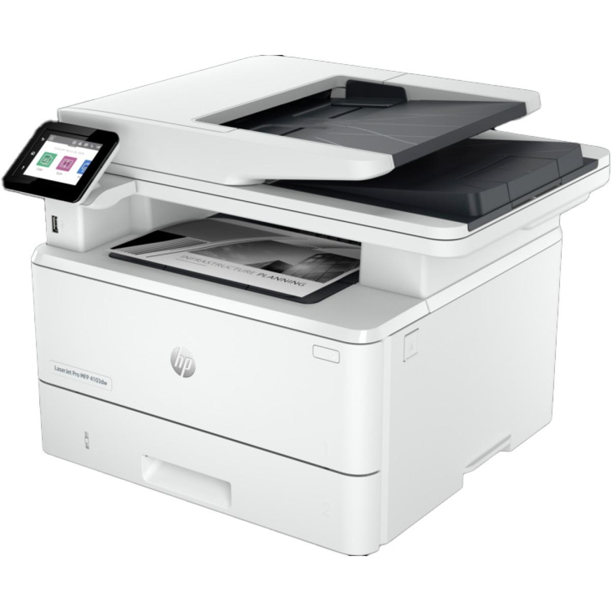 HP LaserJet Pro 4103DW Black and White Laser Multifunction 3-In-One Wireless & Network Printer (Print, Scan, Copy) w/ Duplex Printing - White