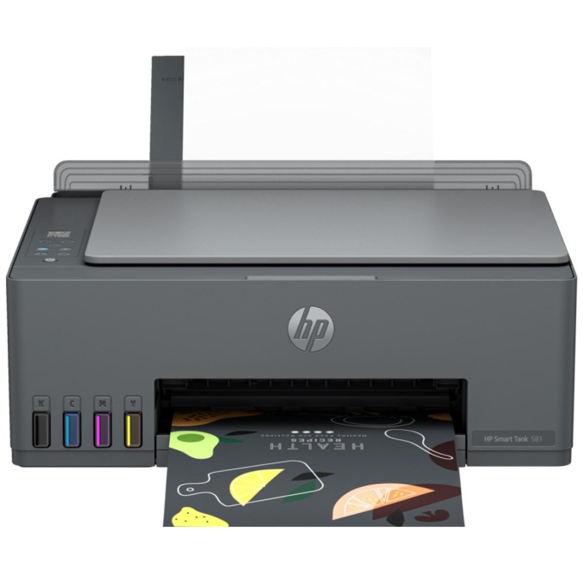 HP Smart Tank 581 All-in-one WiFi Colour Printer with 2 Extra Black Ink Bottles(Upto 18000 Black and 6000 Colour Prints)and 1 Year Extended Warranty with PHA Coverage.Print,Scan &Copy for Office/Home