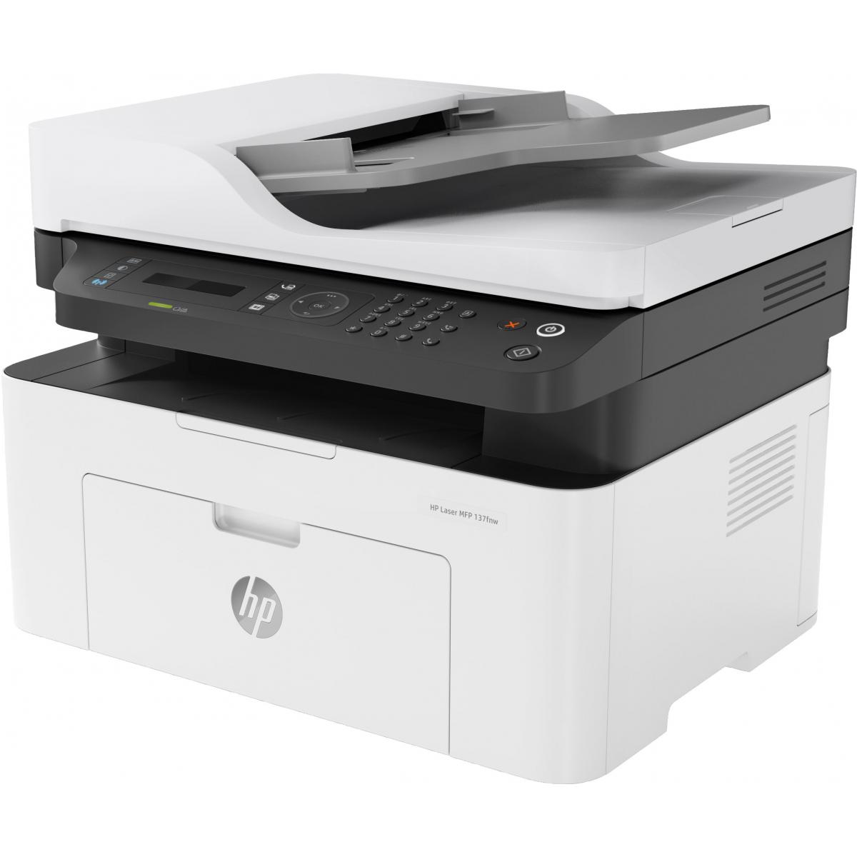 HP Laser MFP M137FNW Black and White Laser Multifunction 4-In-One Wireless & Network Printer (Print, Scan, Copy, Fax) With Auto Feeder - White