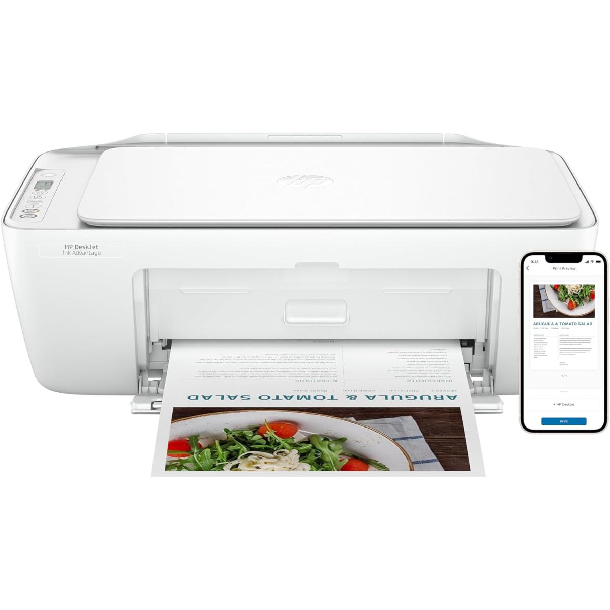HP DeskJet Ink Advantage 2875 Wireless Print, Copy, Scan, All-in-One Printer - White [60K47C]