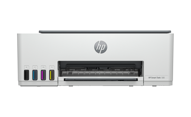 HP Smart Tank 580 All-in-One (Print/Copy/Scan) WiFi (Bluetooth, USB, Wi-Fi) Colour Wireless Ink Printer, 400 to 800 Recommended Monthly Page Volume, Smart buttons, Low-on-ink sensors