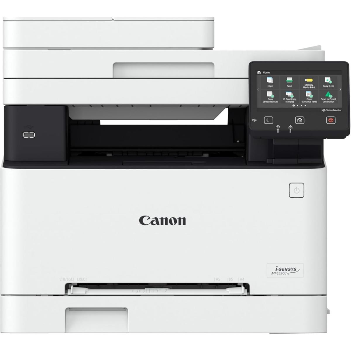 Canon i-SENSYS MF655Cdw Wireless Colour Multifunction Laser Printer - A4, Print, Copy, Scan - 21 ppm print speed, LCD Touch Screen - Wi-Fi Connectivity, Scan to Cloud - Office Printer