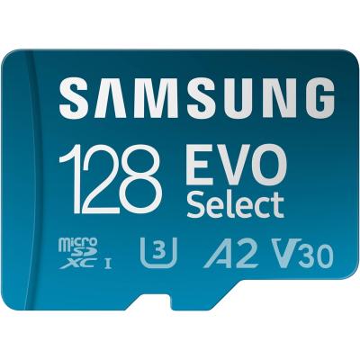 Samsung EVO Select microSD Memory Card + Adapter, 128GB microSDXC, Up-to 160 MB/s, 4K UHD, UHS-I, C10, U3, V30, A2, for Mobile Phone, Smartphones, Nintendo-Switch, and Tablets (MB-ME128SA/AM)
