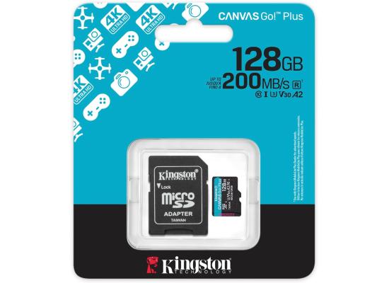 Kingston Canvas Go Plus 128GB microSD Card | Up to 200MB/s | Class 10, UHS-I, U3, V30, A2 | SDCG4/128GB