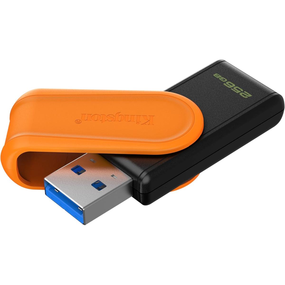 Kingston DataTraveler Exodia S USB Flash Drive - 256GB - USB 3.2 Gen 1 - USB Type A - Black/Orange - DTXS/256GB