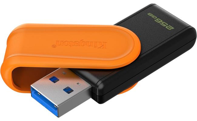 Kingston DataTraveler Exodia S USB Flash Drive - 256GB - USB 3.2 Gen 1 - USB Type A - Black/Orange - DTXS/256GB