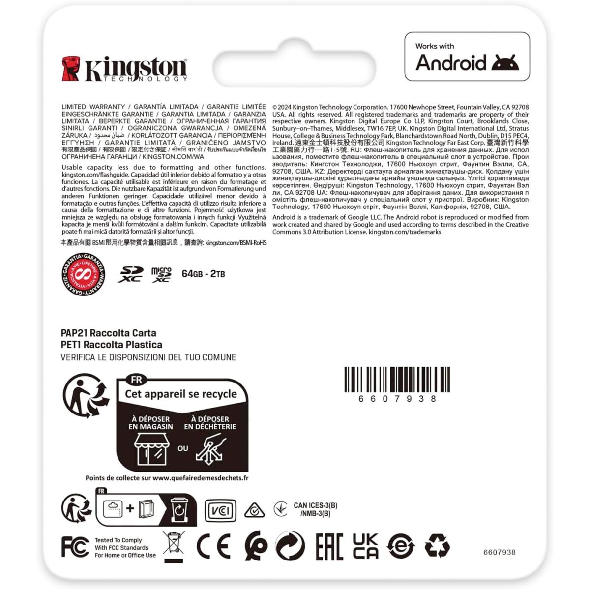 Kingston Canvas Go Plus 64GB microSD Card | Up to 200MB/s | Class 10, UHS-I, U3, V30, A2 | SDCG4/64GB