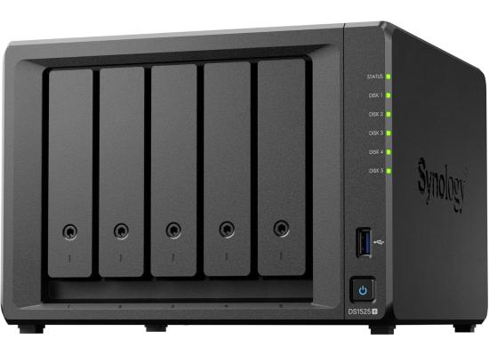 Synology 5-Bay DiskStation DS1525+, Up to 1,181/1,180 MB/s sequential read/write, Built-in 2.5GbE ports for fast connectivity out of the box with support for 10GbE.