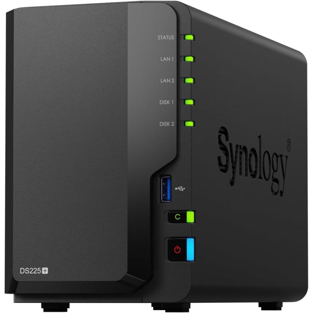 Synology 2-Bay DiskStation DS225+, Up to 282/217 MB/s sequential read/write, Store up to 40 TB of data in one place.