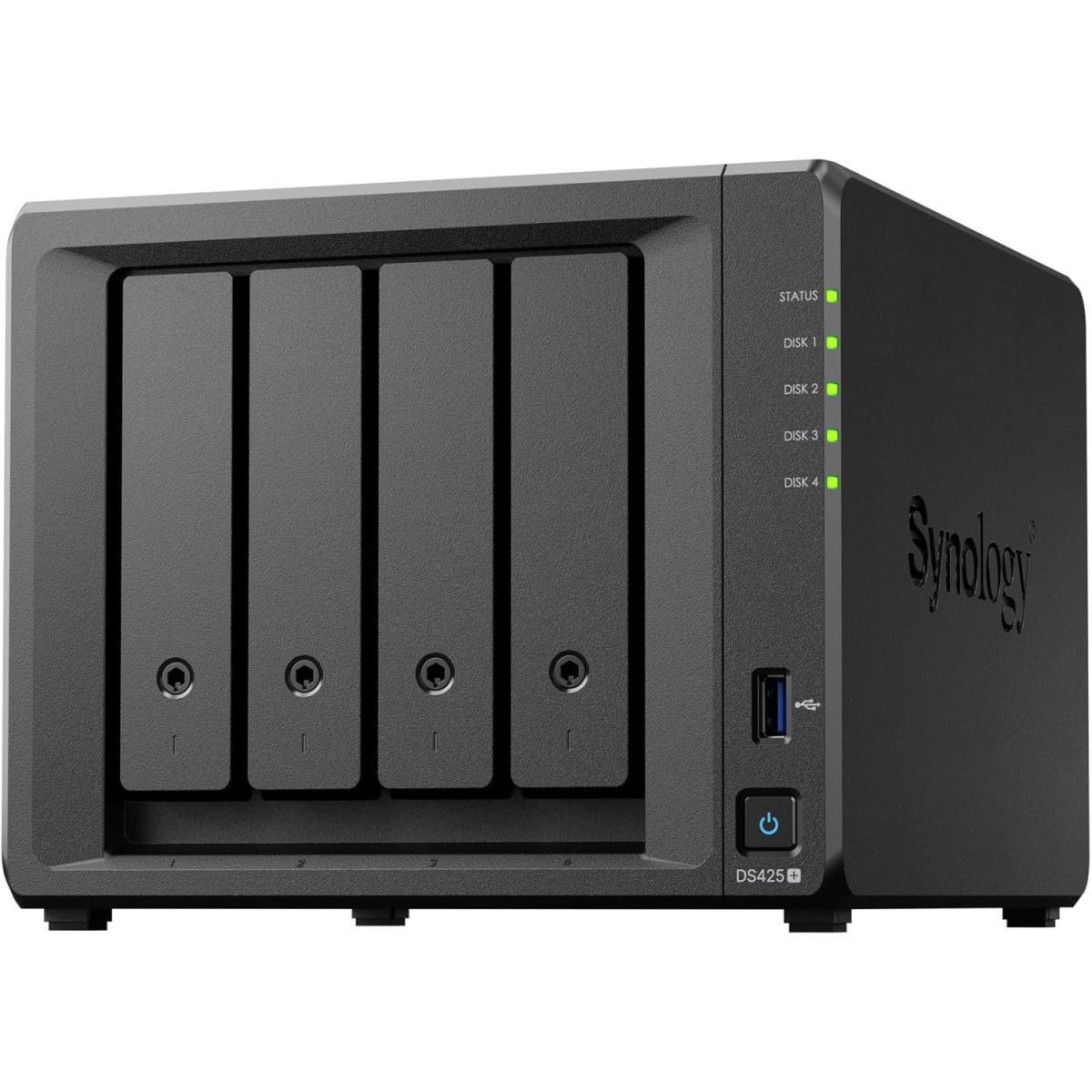 Synology 4-Bay DiskStation DS425+, Up to 278/281 MB/s sequential read/write, Store up to 80 TB of data in one place.