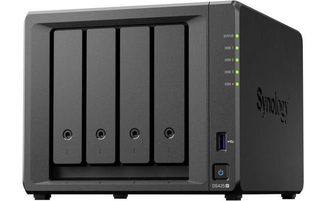 Synology 4-Bay DiskStation DS425+, Up to 278/281 MB/s sequential read/write, Store up to 80 TB of data in one place.