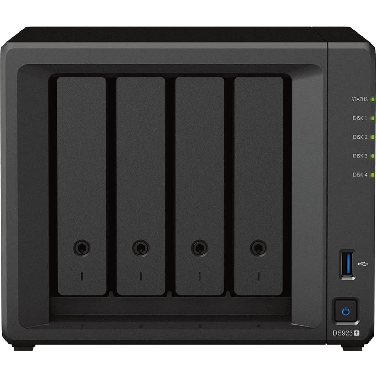 Synology DiskStation DS923+ 4-Bay NAS Flexible Enclosure Storage Platform For Small Businesses & Home Offices w/ AMD Ryzen R1600 CPU + 4GB DDR4 ECC SODIMM