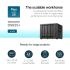 Synology 4-Bay DiskStation DS925+, Up to 522/565 MB/s sequential read/write, Dual 2.5GbE ports provide fast network transfer speeds.