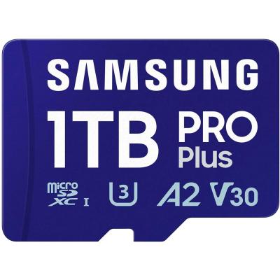 Samsung PRO Plus microSD Memory Card + Adapter, 1TB MicroSDXC, Up to 180 MB/s, Full HD & 4K UHD, UHS-I, C10, U3, V30, A2 for Android Phones, Tablets, GoPRO, DJI Drone, MB-MD1T0SA/AM, 2024