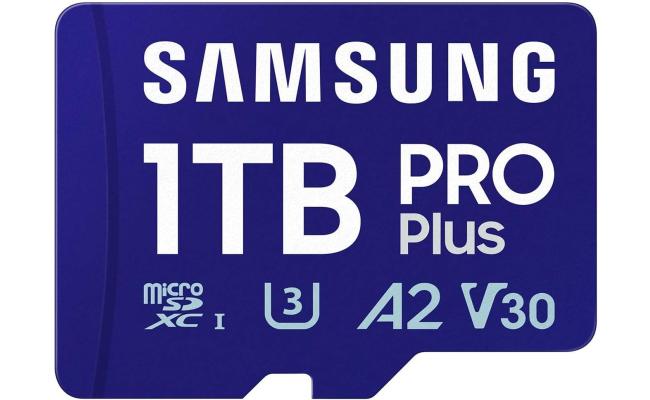 Samsung PRO Plus microSD Memory Card + Adapter, 1TB MicroSDXC, Up to 180 MB/s, Full HD & 4K UHD, UHS-I, C10, U3, V30, A2 for Android Phones, Tablets, GoPRO, DJI Drone, MB-MD1T0SA/AM, 2024