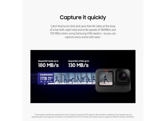 Samsung PRO Plus microSD Memory Card + Adapter, 1TB MicroSDXC, Up to 180 MB/s, Full HD & 4K UHD, UHS-I, C10, U3, V30, A2 for Android Phones, Tablets, GoPRO, DJI Drone, MB-MD1T0SA/AM, 2024